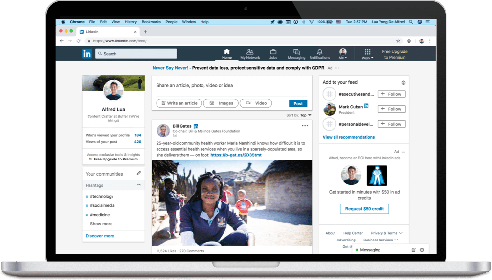 LinkedIn feed screenshot LinkedIn feed screenshot